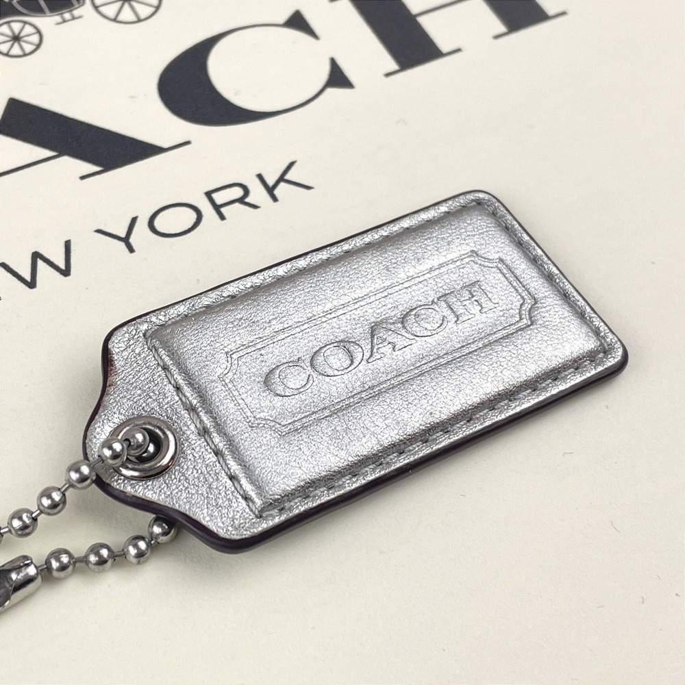 Vintage COACH Purse Hang Tag Silver Metallic Medium 2.5" x 1.25" - Picture 2 of 3